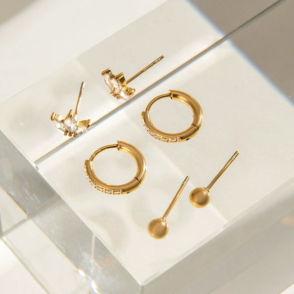 Wholesale Jewelry Stainless Steel Geometric Electroplated Earrings