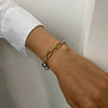 Wholesale Jewelry Stainless Steel Geometric Electroplated Gold And Silver Color Splicing Ohammer Thick Chain Bracelet For Women