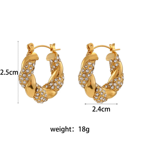 Wholesale Jewelry Stainless Steel Geometric Electroplated Twist Earrings
