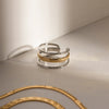 Wholesale Jewelry Stainless Steel Geometric Electroplating Three Layer Open Ring For Women