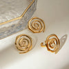 Wholesale Jewelry Stainless Steel Geometric Exaggerated Fun Spiral Line Hammer Pattern Earrings For Women Electroplated