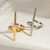 Wholesale Jewelry Stainless Steel Geometric Exaggerated Opening Ring For Women Electroplated Simple Cold Style