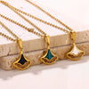 Wholesale Jewelry Stainless Steel Geometric Fanshaped Ginkgo Leaf Pendant Necklace With Electroplating