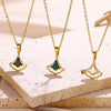 Wholesale Jewelry Stainless Steel Geometric Fanshaped Ginkgo Leaf Pendant Necklace With Electroplating
