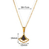 Wholesale Jewelry Stainless Steel Geometric Fanshaped Ginkgo Leaf Pendant Necklace With Electroplating