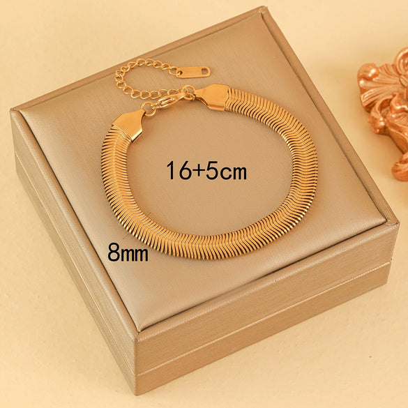Wholesale Jewelry Stainless Steel Geometric Fashion Electroplated Snake Bone Bracelet For Women