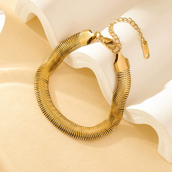 Wholesale Jewelry Stainless Steel Geometric Fashion Electroplated Snake Bone Bracelet For Women
