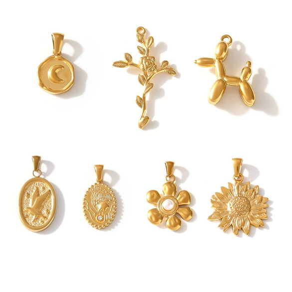 Wholesale Jewelry 316L Stainless Steel Geometric Fashion Pendant Accessories Furnace Vacuum Plating 18K Real Gold