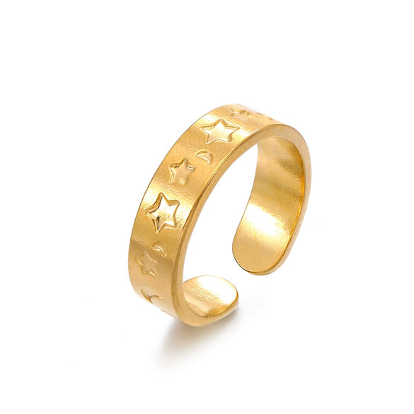 Wholesale Jewelry Stainless Steel Geometric Fivepointed Star Ring Electroplated For Women