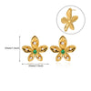 Wholesale Jewelry Stainless Steel Geometric Flower Pearl Ring And Earrings With Electroplating