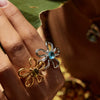 Wholesale Jewelry Stainless Steel Geometric Flower Ring With Multicolor Zirconium Electroplating For Women