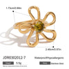 Wholesale Jewelry Stainless Steel Geometric Flower Ring With Multicolor Zirconium Electroplating For Women