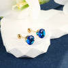 Wholesale Jewelry Stainless Steel Geometric Fourclaw Stud Earrings With Screw Twist Buckle And Blue Artificial Gem Electroplated For Women