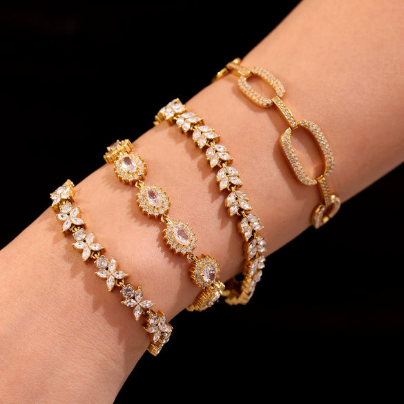 Wholesale Jewelry 316L Stainless Steel Geometric Fourleaf Flower Electroplating Women's Bracelet