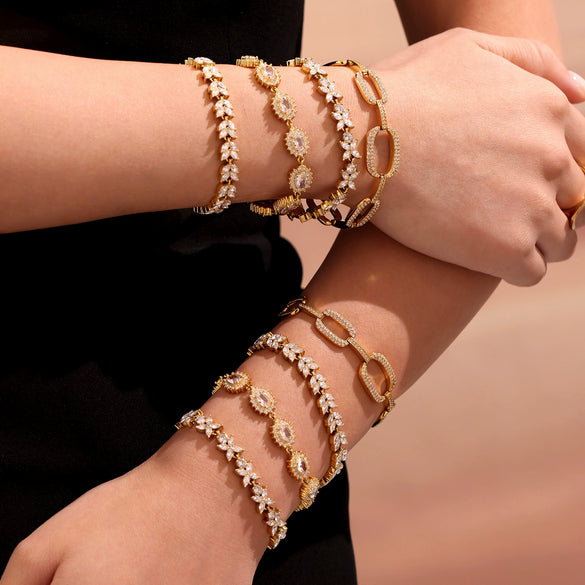 Wholesale Jewelry 316L Stainless Steel Geometric Fourleaf Flower Electroplating Women's Bracelet