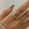 Wholesale Jewelry Stainless Steel Geometric Gold And Silver Color Matching Steel Ball Opening Ring Electroplated For Women