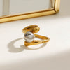 Wholesale Jewelry Stainless Steel Geometric Gold And Silver Color Matching Steel Ball Opening Ring Electroplated For Women