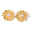 Wholesale Jewelry Stainless Steel Geometric Hammer Texture Flower Earrings Electroplated For Women