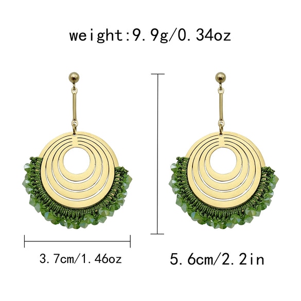 Wholesale Jewelry Stainless Steel Geometric Heart Bohemian Style Electroplated Earrings For Female