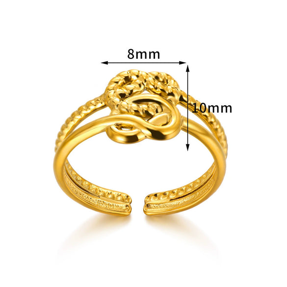 Wholesale Jewelry Stainless Steel Geometric Heart Bow Open Female Ring Electroplated