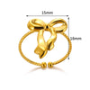Wholesale Jewelry Stainless Steel Geometric Heart Bow Open Female Ring Electroplated