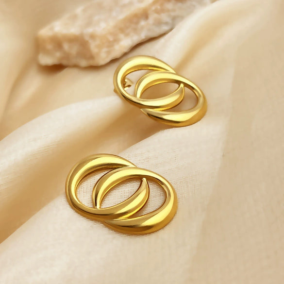 Wholesale Jewelry Stainless Steel Geometric Heart Electroplated Earrings Couple Style