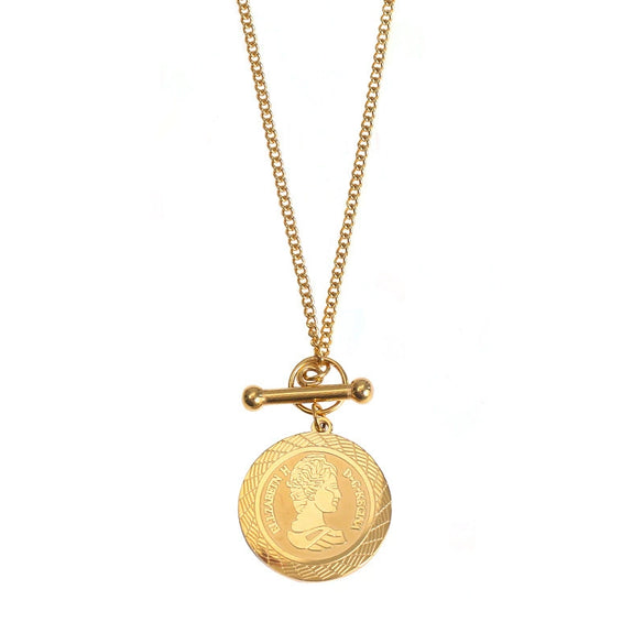 Wholesale Jewelry Stainless Steel Geometric Hiphop Style Round Pendant Necklace