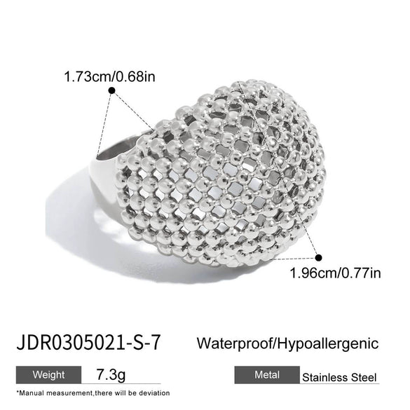 Wholesale Jewelry Stainless Steel Geometric Hollow Ball Ring Electroplated In Minimalist Modern Style