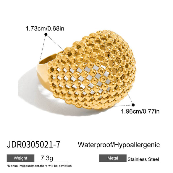 Wholesale Jewelry Stainless Steel Geometric Hollow Ball Ring Electroplated In Minimalist Modern Style