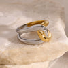 Wholesale Jewelry Stainless Steel Geometric Irregular Winding Ring Electroplated Light Luxury Fashion Nonfading