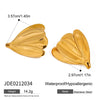 Wholesale Jewelry Stainless Steel Geometric Leaf Flower Hammered Electroplated Women's Earrings Ring
