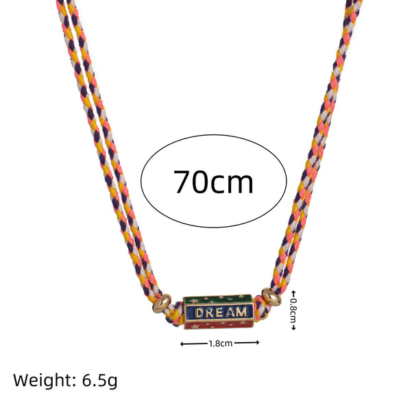 Wholesale Jewelry Stainless Steel Geometric Letters Numbers Text Dripping Oil Pendant Necklace And Bracelet Gold Plated