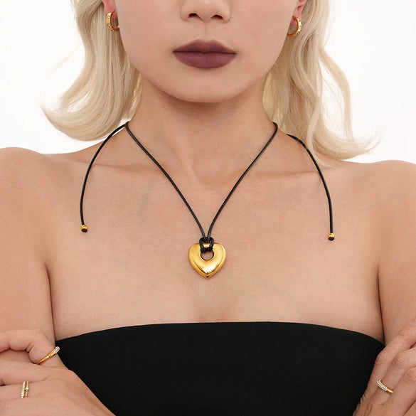 Wholesale Jewelry Stainless Steel Geometric Light Luxury Style Chain Pendant With Pvd Real Gold Electroplating