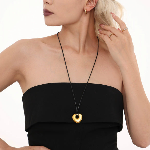 Wholesale Jewelry Stainless Steel Geometric Light Luxury Style Chain Pendant With Pvd Real Gold Electroplating