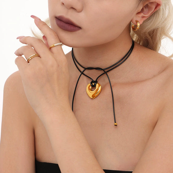 Wholesale Jewelry Stainless Steel Geometric Light Luxury Style Chain Pendant With Pvd Real Gold Electroplating