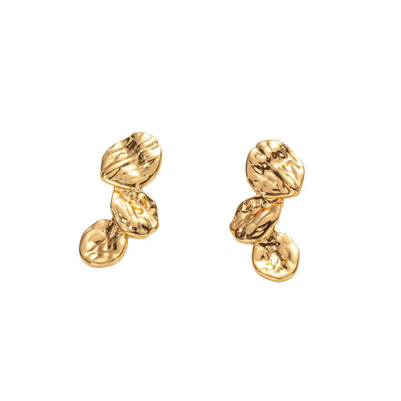 Wholesale Jewelry Stainless Steel Geometric Lotus Leaf Stitching Electroplated Earrings For Women