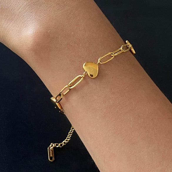 Wholesale Jewelry Stainless Steel Geometric Love Clip Stitching Bracelet Electroplating