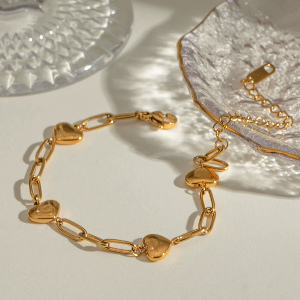Wholesale Jewelry Stainless Steel Geometric Love Clip Stitching Bracelet Electroplating