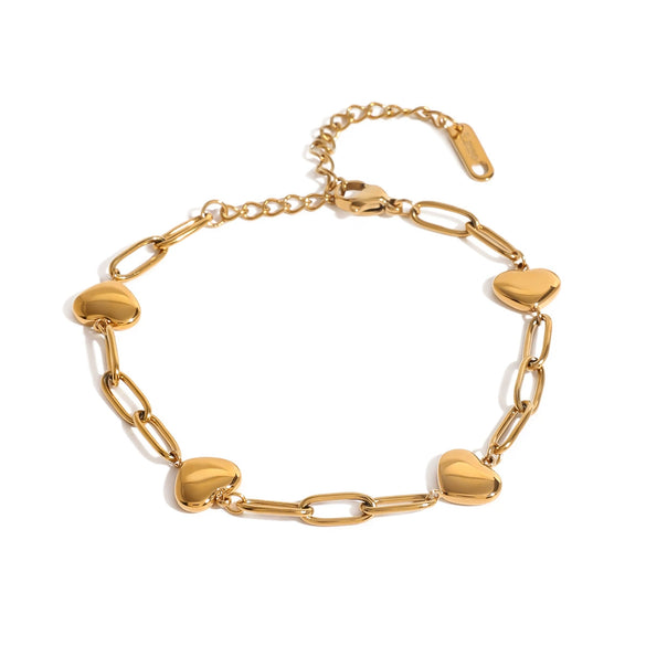 Wholesale Jewelry Stainless Steel Geometric Love Clip Stitching Bracelet Electroplating