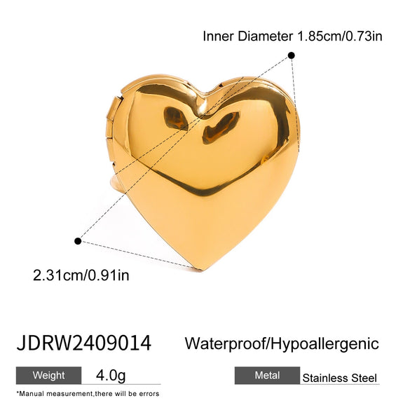 Wholesale Jewelry Stainless Steel Geometric Love Photo Box Ring With Electroplating And French Retro Style