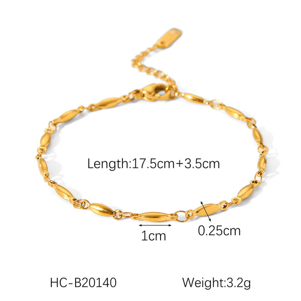 Wholesale Jewelry Stainless Steel Geometric Melon Seed Chain Electroplating Women's