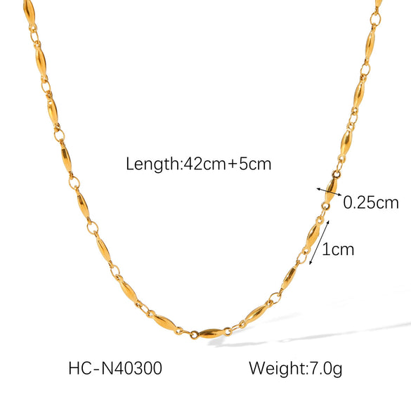 Wholesale Jewelry Stainless Steel Geometric Melon Seed Chain Electroplating Women's