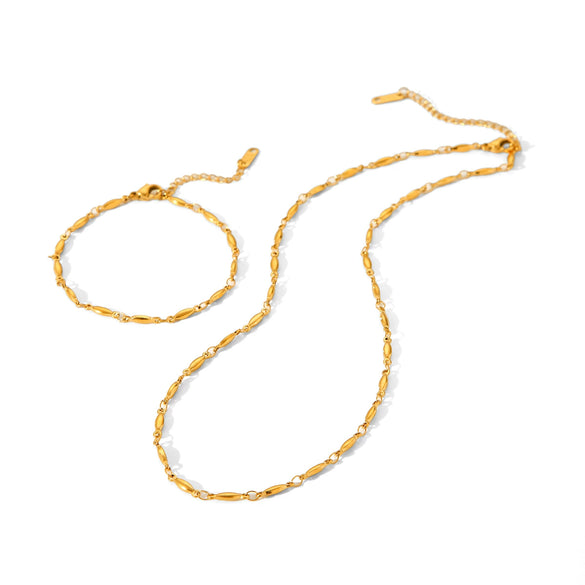 Wholesale Jewelry Stainless Steel Geometric Melon Seed Chain Electroplating Women's