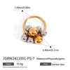 Wholesale Jewelry Stainless Steel Geometric Metal Ball Movable Grape String Ring Electroplated For Women