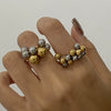 Wholesale Jewelry Stainless Steel Geometric Metal Ball Movable Grape String Ring Electroplated For Women
