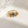 Wholesale Jewelry Stainless Steel Geometric Metal Ball Movable Grape String Ring Electroplated For Women