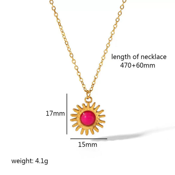 Wholesale Jewelry Stainless Steel Geometric Mixed Gemstone Setting Electroplated O Word Chain Necklace For Women