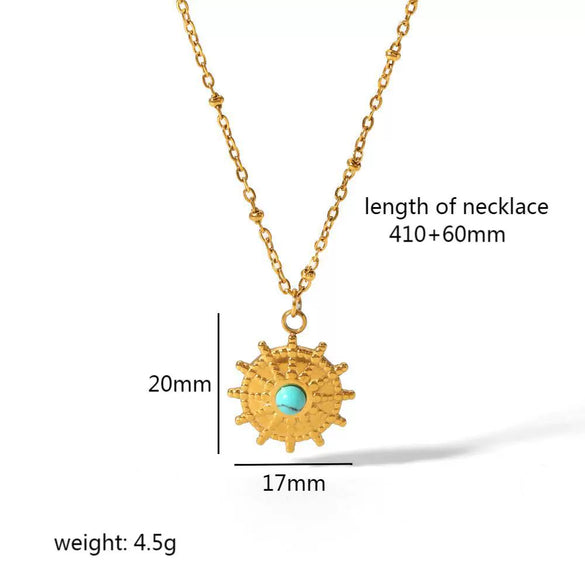 Wholesale Jewelry Stainless Steel Geometric Mixed Gemstone Setting Electroplated O Word Chain Necklace For Women