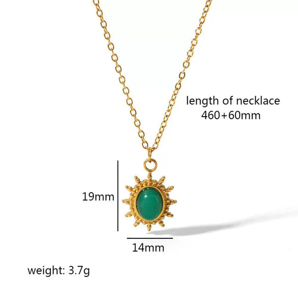 Wholesale Jewelry Stainless Steel Geometric Mixed Gemstone Setting Electroplated O Word Chain Necklace For Women