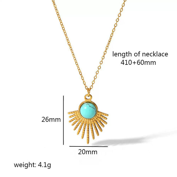 Wholesale Jewelry Stainless Steel Geometric Mixed Gemstone Setting Electroplated O Word Chain Necklace For Women